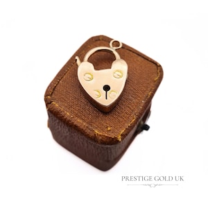 Vintage 9ct Yellow Gold Chunky Heart Padlock Charm, Stamped 9ct, 20 x 14mm, 2.7g, Mid-Century Circa 1950 Unique 9ct gold chunky padlock