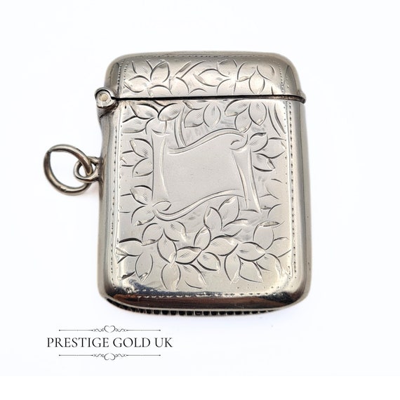 【予約中！】 Gents Silver Case Vesta Silver Engraved - Holder Match アンティーク雑貨