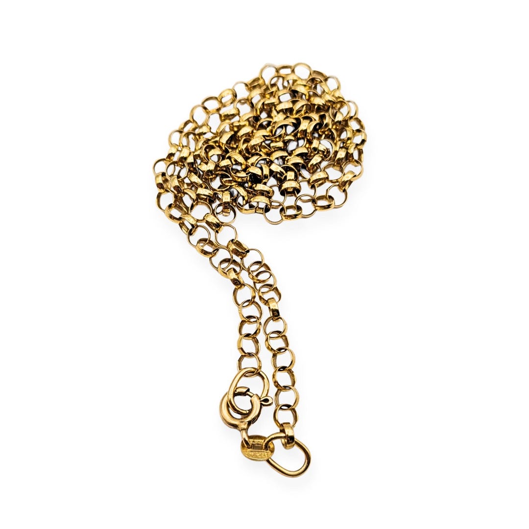 9ct Gold Rolo Belcher Chain Necklace, 18