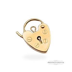 Small 9ct Gold Heart Padlock, Tiny Vintage Padlock London 1980, Tiny Charm for Bracelets or Necklaces,  Opening Heart Clasp or Pendant