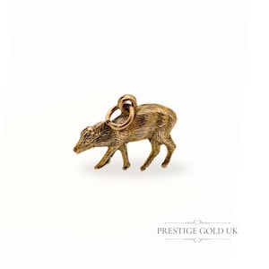 Vintage Gold Baby Calf Pendant 9ct - Gold Small Calf Charm - 9ct Gold Vintage Cow Charm Gift
