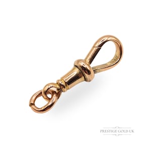 Antique 9ct Rose Gold Dog Clip Clasp, Stamped 9ct, 22mm x 7mm, Elegant Victorian Fastener For Albert Chains & Charms, Small Secure Clip