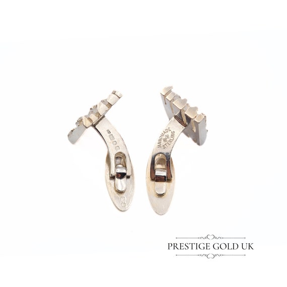 Large Gents Solid Silver Cufflinks  -   Brutalist… - image 6