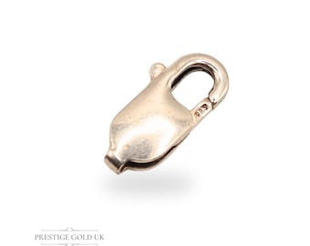 925 Silver Lobster Clasp, 16mm x 9mm, Stamped 925, Secure Fastener for Chains & Bracelets, Polished Finish