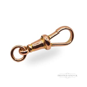 Antique 9ct Rose Gold Dog Clip Clasp, 25mm x 7mm, Stamped 9ct, Solid Gold Hook for Albert Chains, Necklaces, or Charm Bracelets