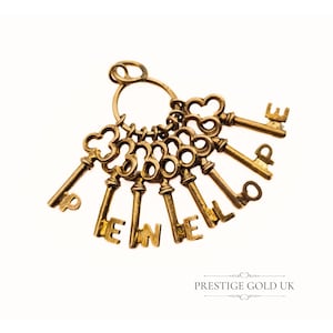 Vintage Bunch of Keys Charm Spelling &quot;PENELOPE&quot; - 1970s 9ct Gold Vintage Charm - Fully British Hallmarked