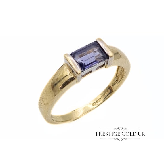 Vintage Gold Iolite Ring 9ct - Gold Solitaire Rin… - image 2