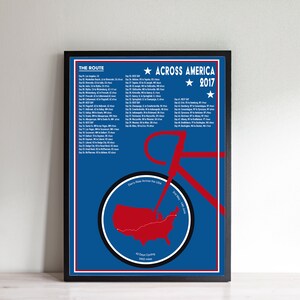 Póster personalizado de viajes en bicicleta por los Estados Unidos (sin marco)