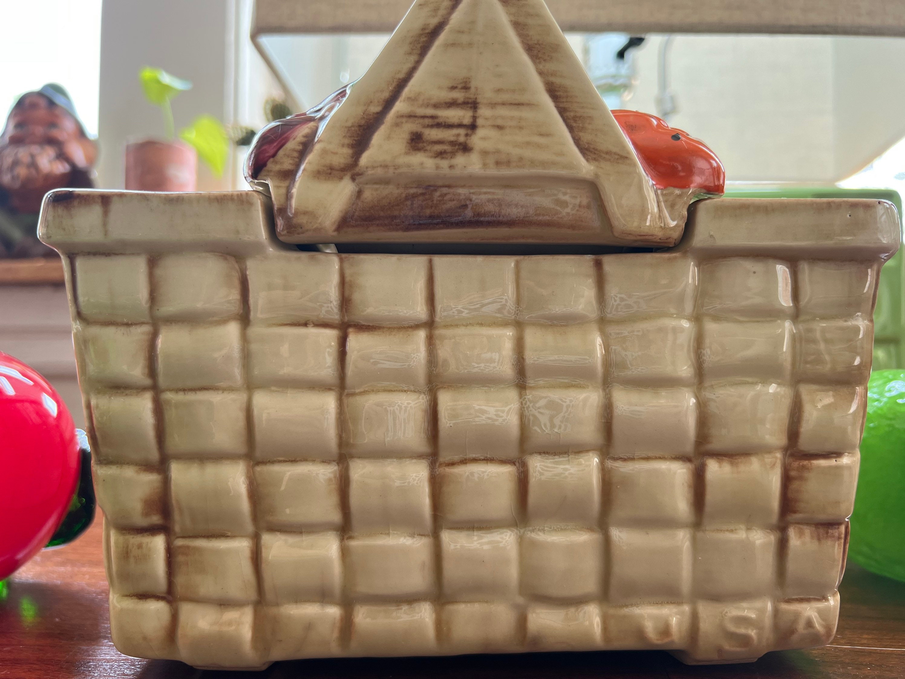 Vintage 1960s Mccoy Picnic Fruit Basket Cookie Jar, Retro, Antique