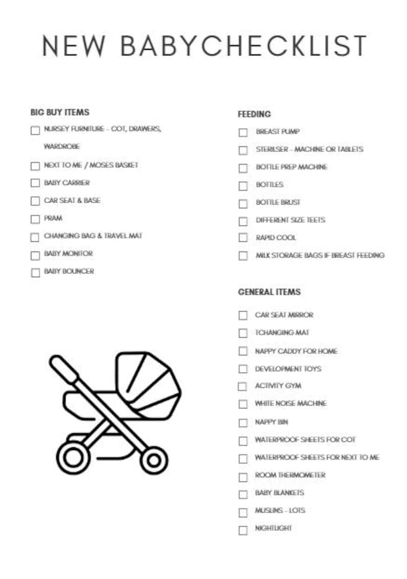 New Parent Baby Checklist, Created by a New Mum. - Etsy