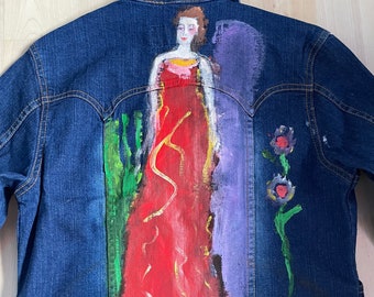 Hand Painted Flowery Jean Jacket