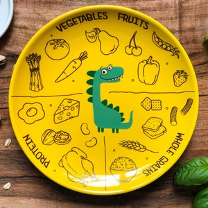 Kids Porcelain Portion Plate - DINO