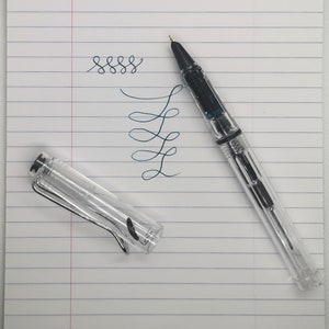 Pennino in oro, penna stilografica Clear Demonstrator Fine Iridium con pennino in oro per calligrafia, firme, journaling. Penna a inchiostro trasparente