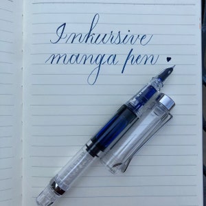 Manga Fountain Pen with Semi Flexible Maru nib mapping pen. Transparent Demonstrator. Large Capacity Piston filled dip pen alternative image 9