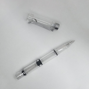 Manga Fountain Pen with Semi Flexible Maru nib mapping pen. Transparent Demonstrator. Large Capacity Piston filled dip pen alternative image 3
