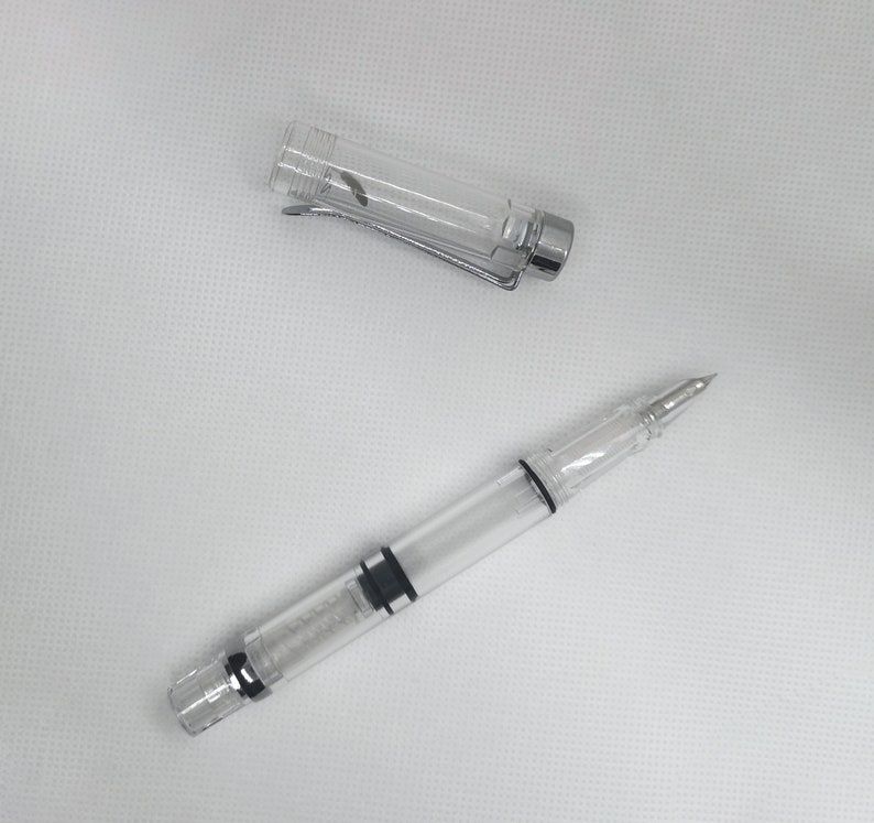 Manga Fountain Pen with Semi Flexible Maru nib mapping pen. Transparent Demonstrator. Large Capacity Piston filled dip pen alternative image 3
