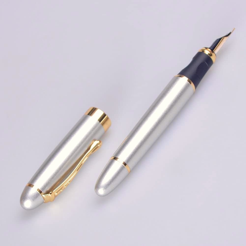 Fountain Pen Set, Medium Iridium Point Gold Nib. Heavy Metal