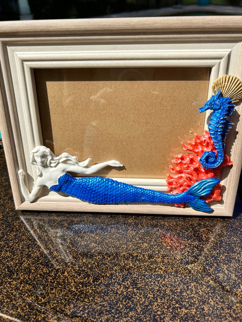 Mermaid Photo Frame/coastal Picture Frame Etsy