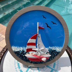 Sailboat Wall Decor/Coastal wall decor/Beach wall decor/Resin coastal decor/nautical decor