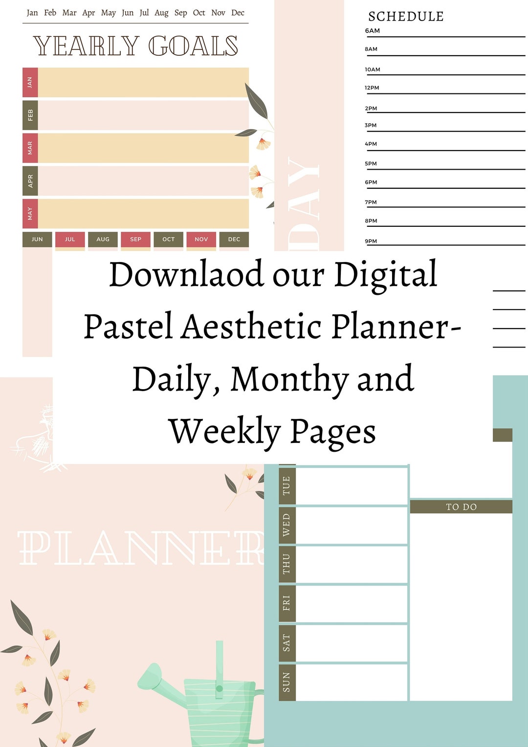 Pastel Cottage Core Aesthetic Digital Planner - Etsy