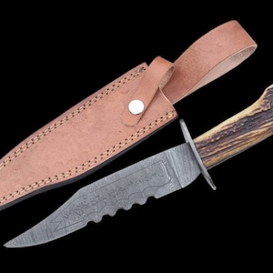 Supernatural Ruby&#39;s Demon Knife Handmade Damascus Steel with Stag Antler Handle