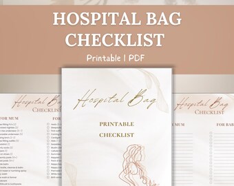 Hospital Bag Checklist | Printable Baby Checklist | Minimal Digital Download | Editable for New Mom | Baby Shower Gift | Canva Template