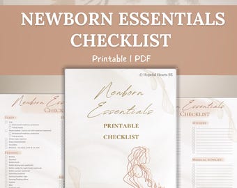 Newborn Essentials Checklist | Minimal | Digital | Editable | Printable | Baby checklist | New mom | Baby shower gift | Canva