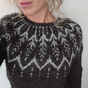 MTO Feather light Hand knitted Icelandic wool winter sweater. Fair isle knitted woman jumper.