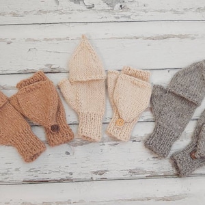 Kids size mitten top hand warmers / Hand knitted mittens / winter accessories for kids/ 100% soft alpaca gloves