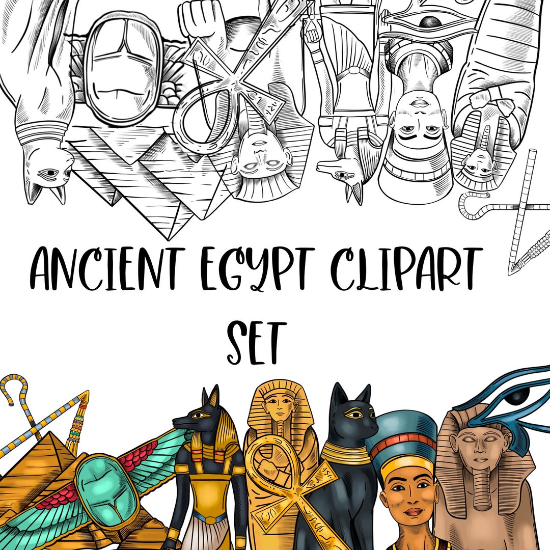 Ancient Egypt Elements Clipart Set. Digital Download, Line Art and ...