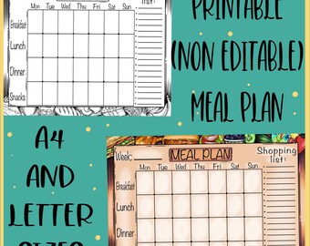 Printable Meal Plan - Etsy