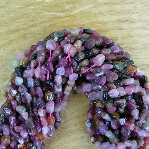 Small Tourmaline Nugget Beads Strand || 3-7mm