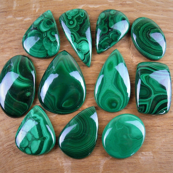 Malachite Cabochons || Teardrop, Oval, Square, Round, Various Shapes