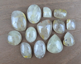 Goldener Rutilquarz / Rutilated Quartz Cabochons || Viereckig, Rund, Oval, Teardrop, Marquise, Verschiedene Formen