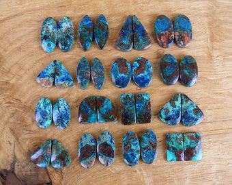 Kleine Shattuckite-Azuriet Cabochons/paren || Ovaal, traan, marquise, vierkant