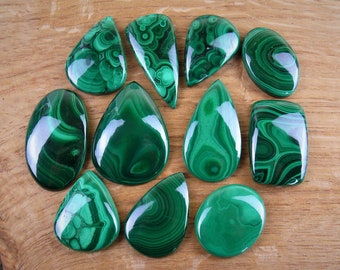 Malachite Cabochons || Teardrop, Oval, Square, Round, Various Shapes