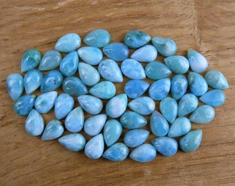 Small Larimar Cabochons / Larimar Gemstones || Drop / teardrop / pear shape || approx. 12 x 8 mm