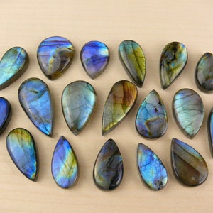 Labradorit Cabochons Edelsteine Tropfen-Form / Teardrop / Birnen-Form Bild 1