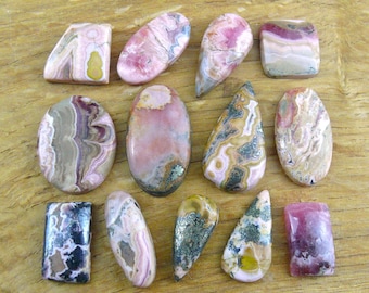 Rhodochrosite with pyrite inclusions || Cabochons || Oval, Drop, Square