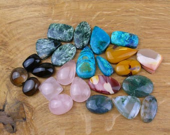 B-STOCK gemstones || Sets of 4 || Rose quartz, seraphinite, labradorite, amethyst, agate, jasper, chrysocolla, malachite