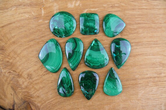 Malachit Cabochons || Tropfen, Oval, Rund, Viereckig