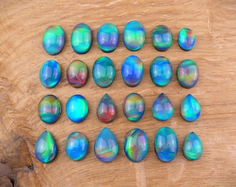 Aurora opaal cabochons || Synthetische opaal drielingen || Ovaal / traan / rond / vierkant / markiezin