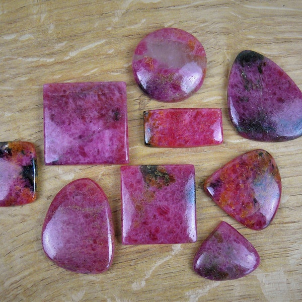 Rhodonite cabochons || Square, Round, Various Shapes