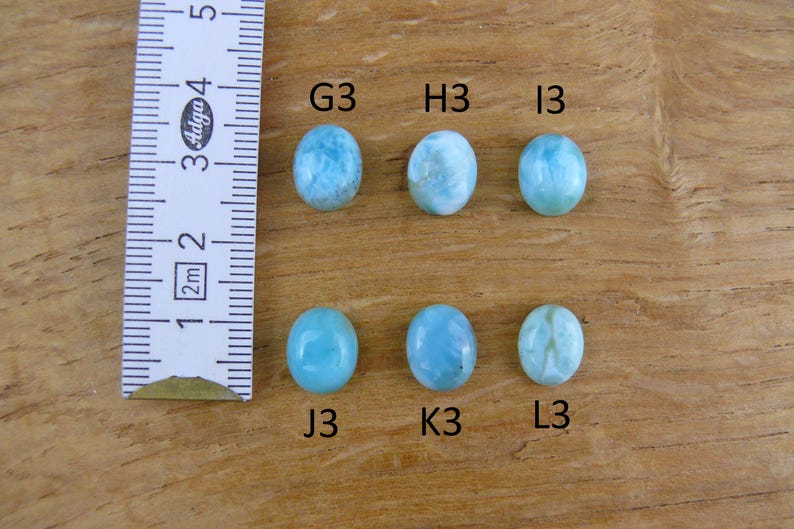 Małe kaboszony Larimar || Owalne || 18x13mm / 16x12mm / 15x11mm / 14x10mm / 12x10mm / 11x9mm zdjęcie 12