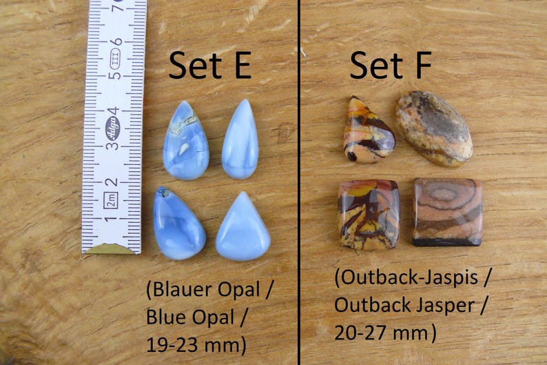 Gemstone Cabochons || Sets of 4 || Labradorite, Prehnite, Amethyst, Carnelian, Rutilated Quartz, Larimar, Apatite, Chrysoprase, Sunstone, Chrysocolla image 4