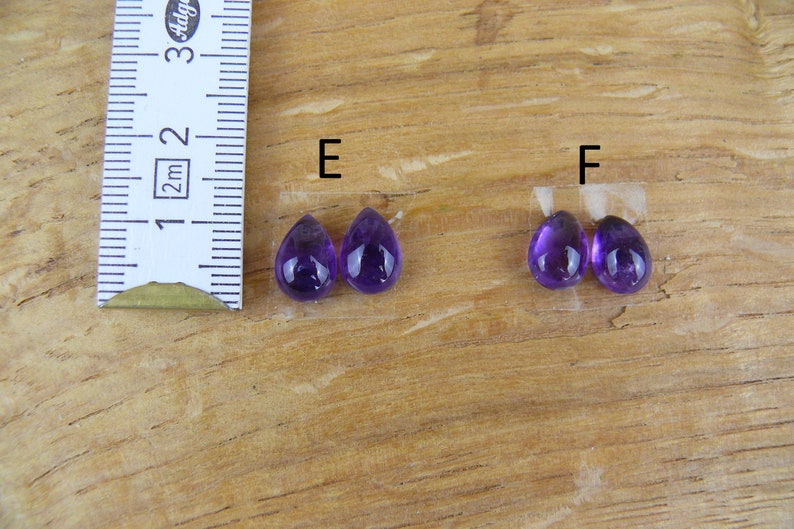 Kleine Amethyst Cabochons Paare / 2er-Sets Tropfen / Teardrop / Birnen-Form Bild 4