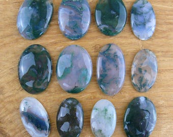 Moss Agate Cabochons || Oval