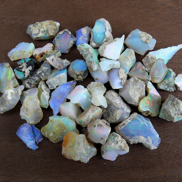 5 Stücke Roher Äthiopischer Opal / 5er Set kleine Ungeschliffene Opal Kristalle