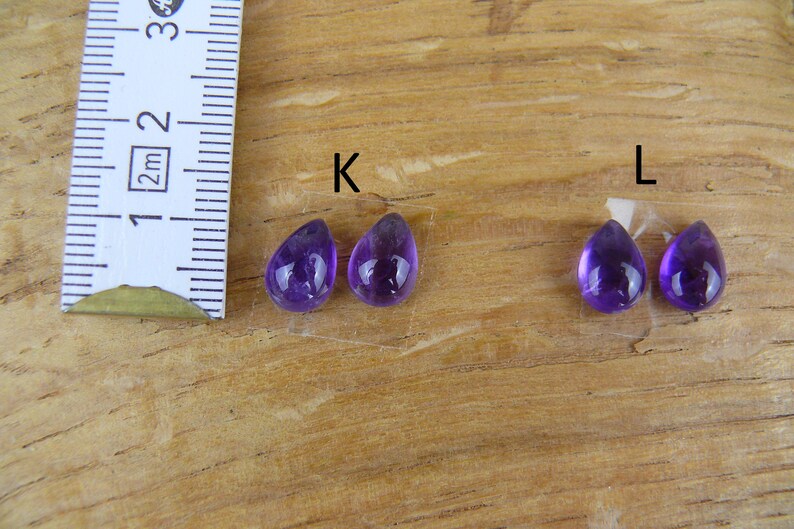 Kleine Amethyst Cabochons Paare / 2er-Sets Tropfen / Teardrop / Birnen-Form Bild 7