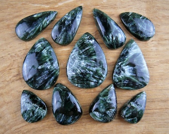 Seraphinite Cabochons / Serafinite || Drop / teardrop / pear shape